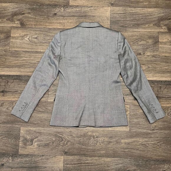 Lafayette 148 New York Virgin Wool One-Button Blazer Gray Size 4 - Picture 4 of 7